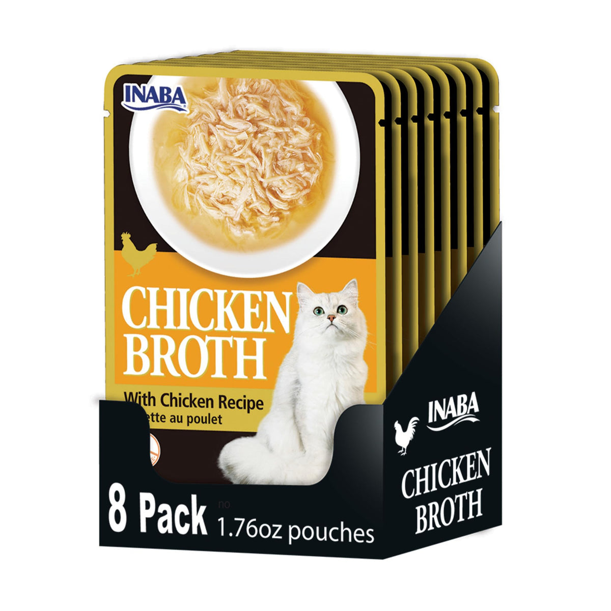 INABA bouillon de poulet pour chat, sachet naturel, idéal pour hydrater et agrémenter les repas.