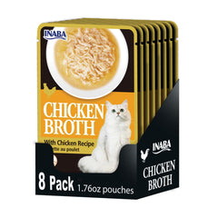 INABA bouillon de poulet pour chat, sachet naturel, idéal pour hydrater et agrémenter les repas.