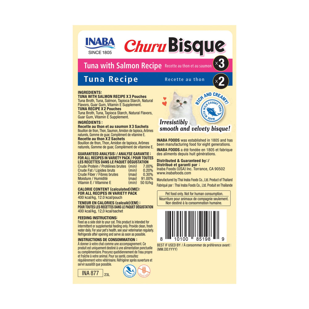 INABA Churu Bisque puré de atún, textura suave para consentir al gato.