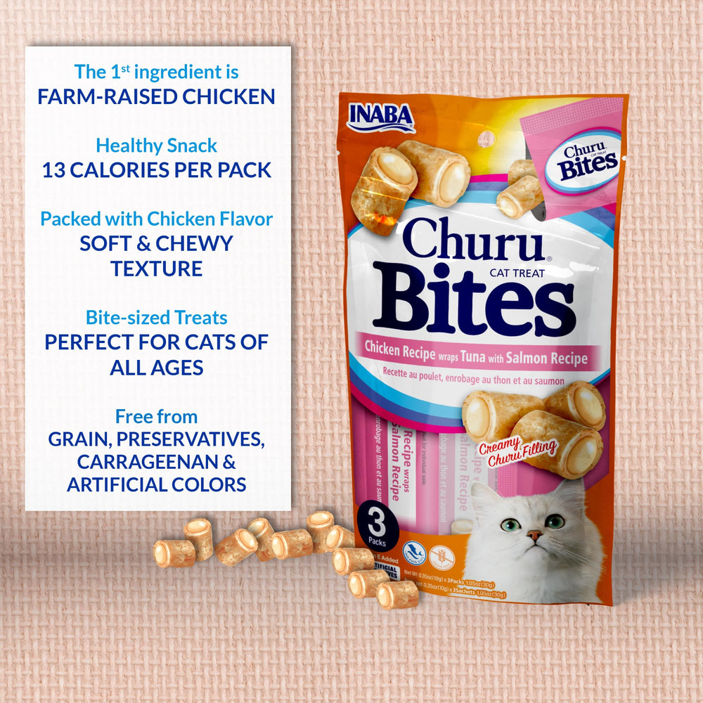 Textura suave INABA Churu Bites, recompensa diaria para gatos