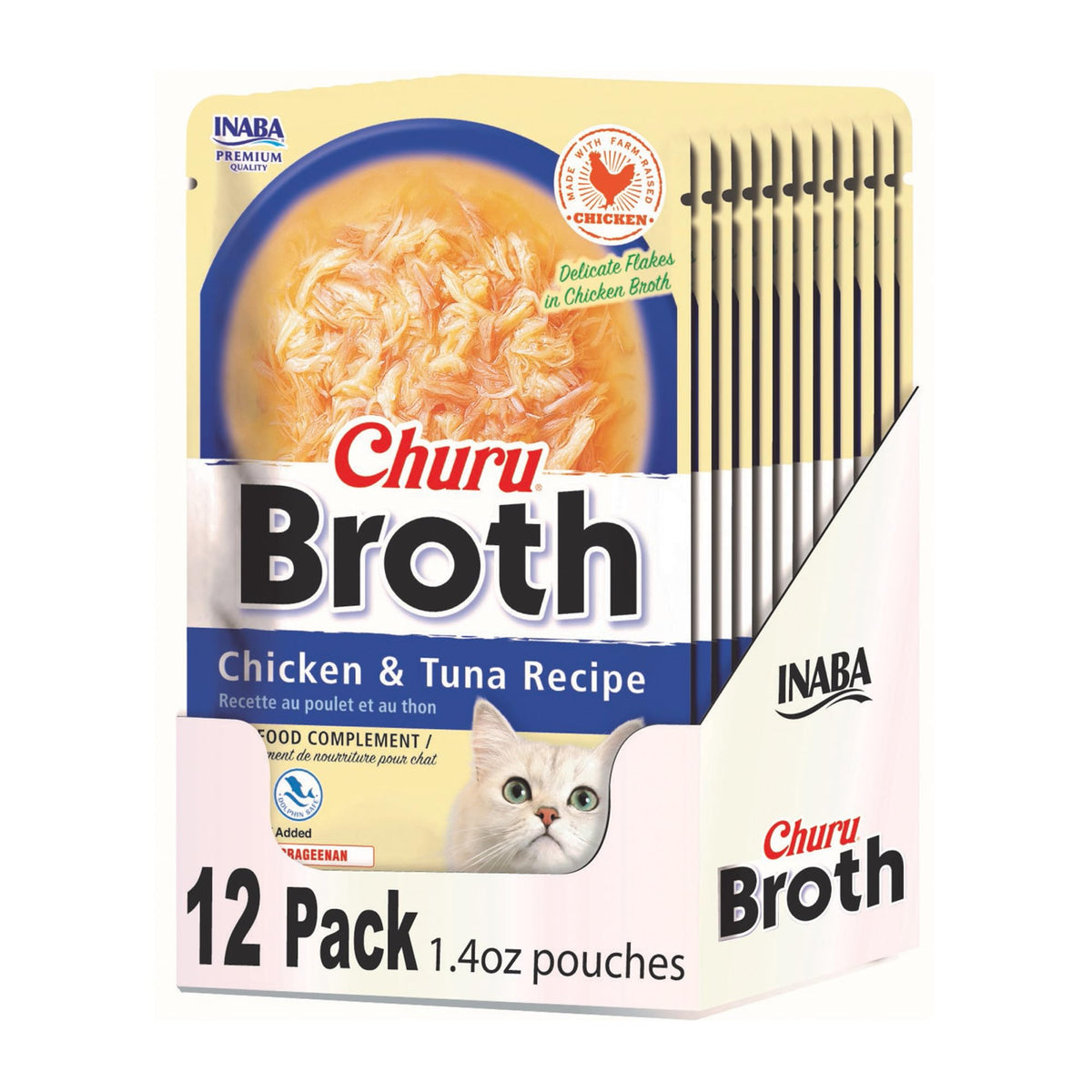 INABA Churu Caldo: verter el caldo sobre la comida del gato, sabor pollo y atún.
