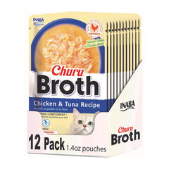 INABA Churu Caldo: verter el caldo sobre la comida del gato, sabor pollo y atún.