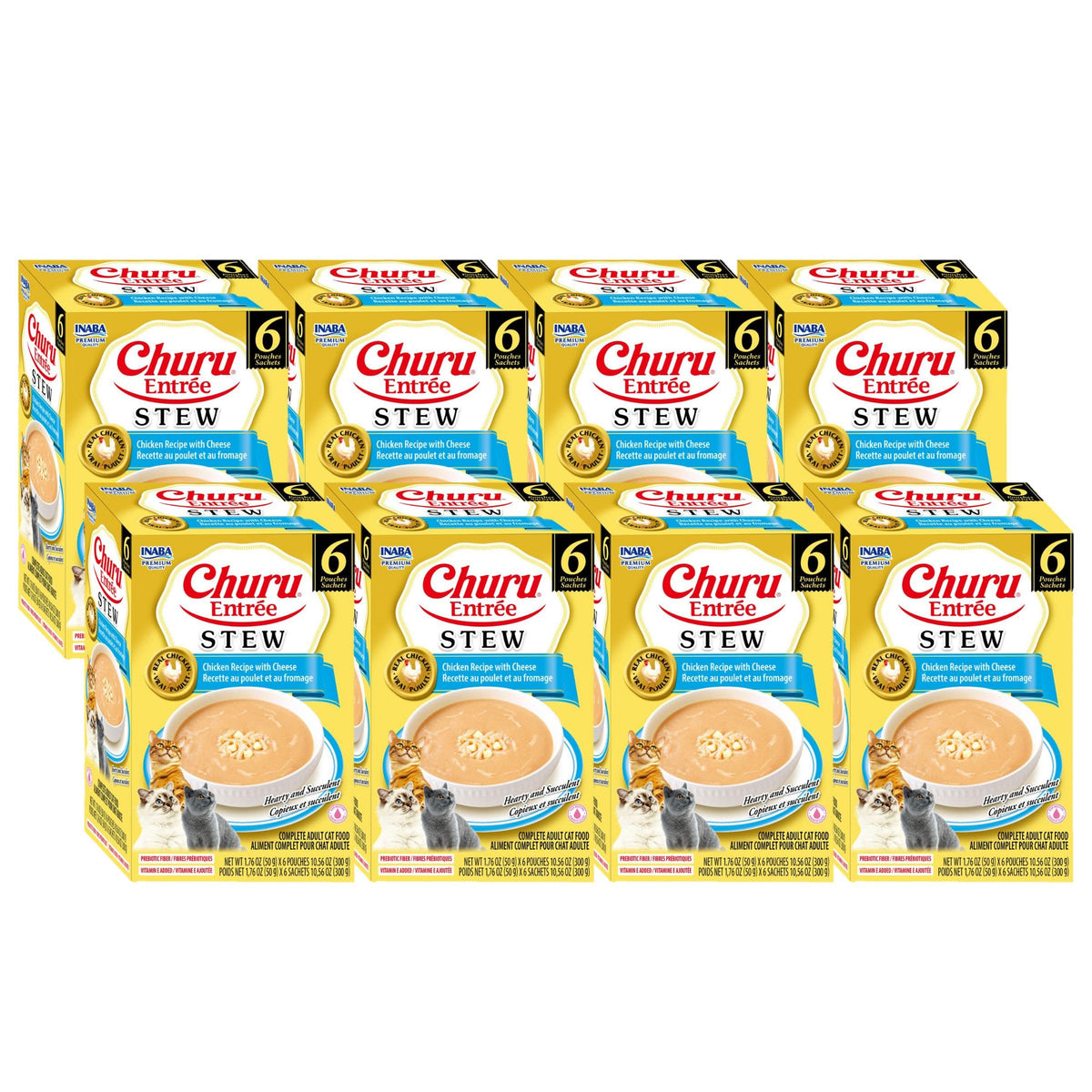 INABA Churu Entrée Stew, bolsa de pollo y queso, para hidratar y satisfacer al gato.