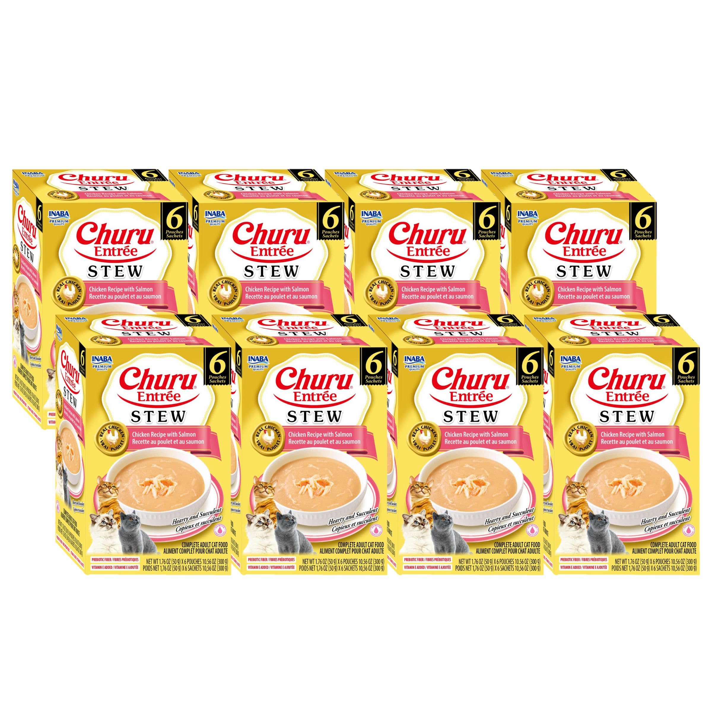 INABA Churu Entrée Stew en bolsa, porciones fáciles para hidratar y alimentar a tu gato.