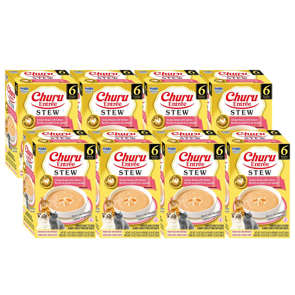 INABA Churu Entrée Stew en bolsa, porciones fáciles para hidratar y alimentar a tu gato.