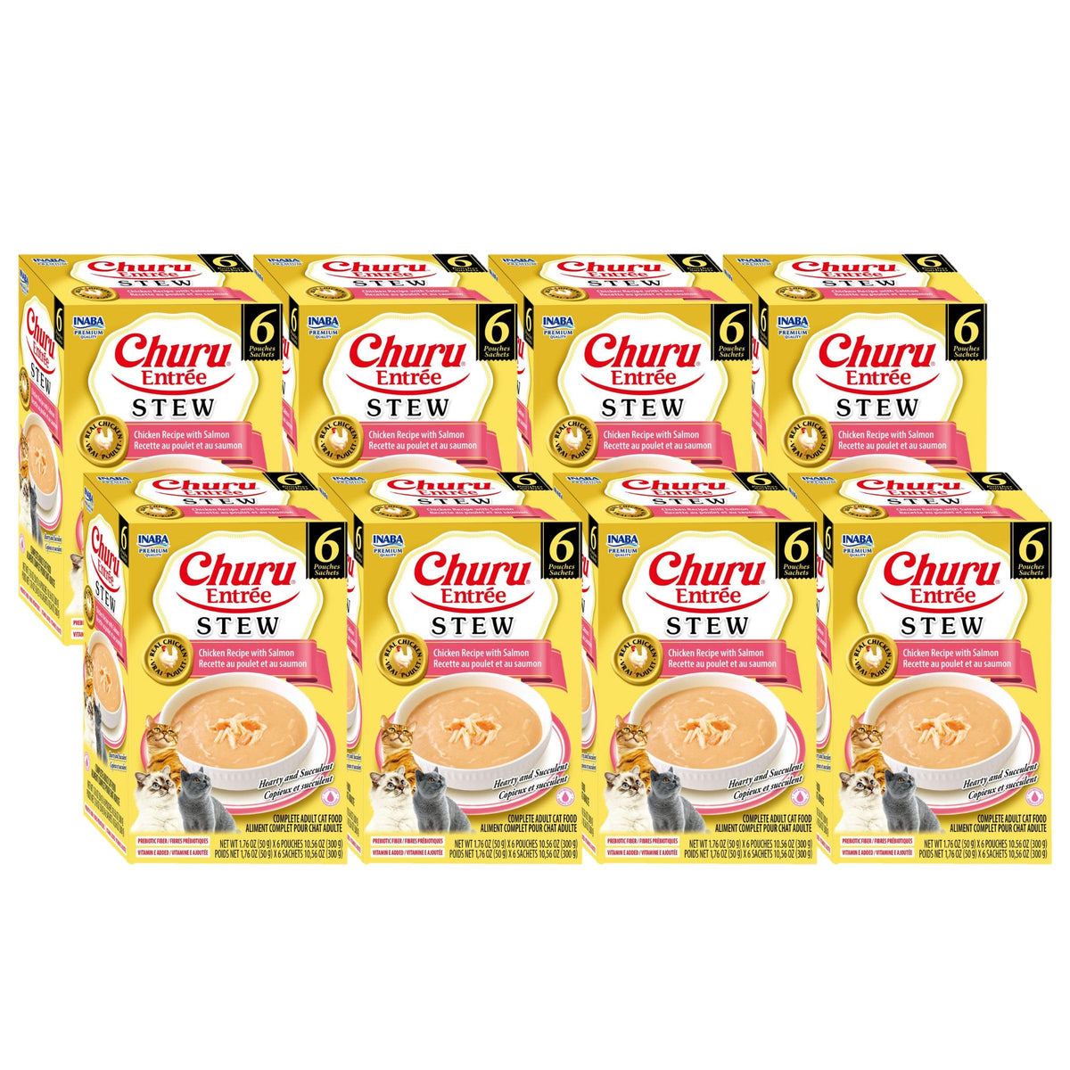 INABA Churu Entrée Stew en bolsa, porciones fáciles para hidratar y alimentar a tu gato.
