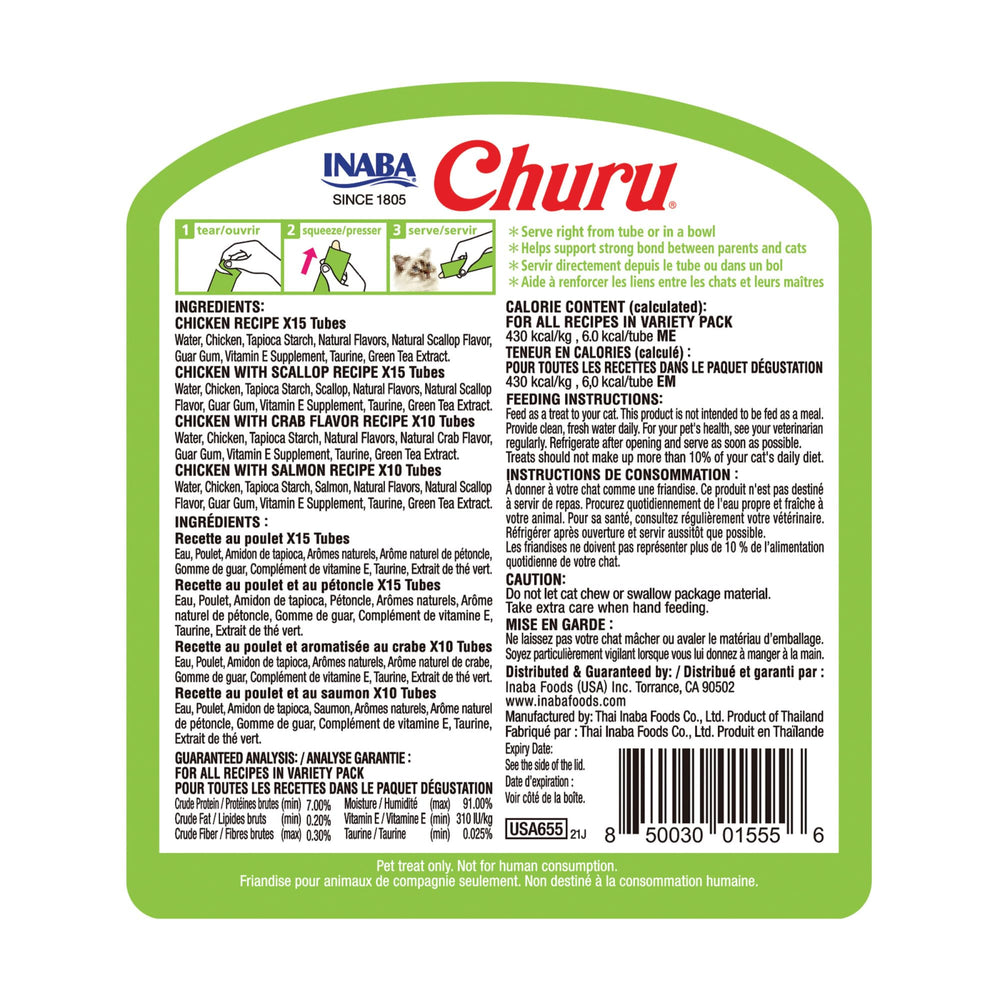 INABA Churu envase de 50 tubos para uso diario.