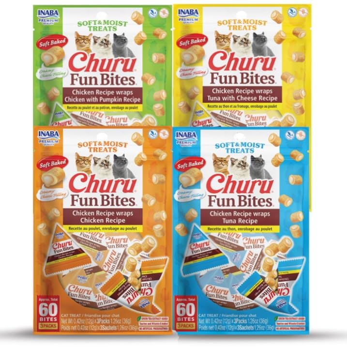 INABA Churu Fun Bites empaque tetra mantiene frescos los premios para gatos