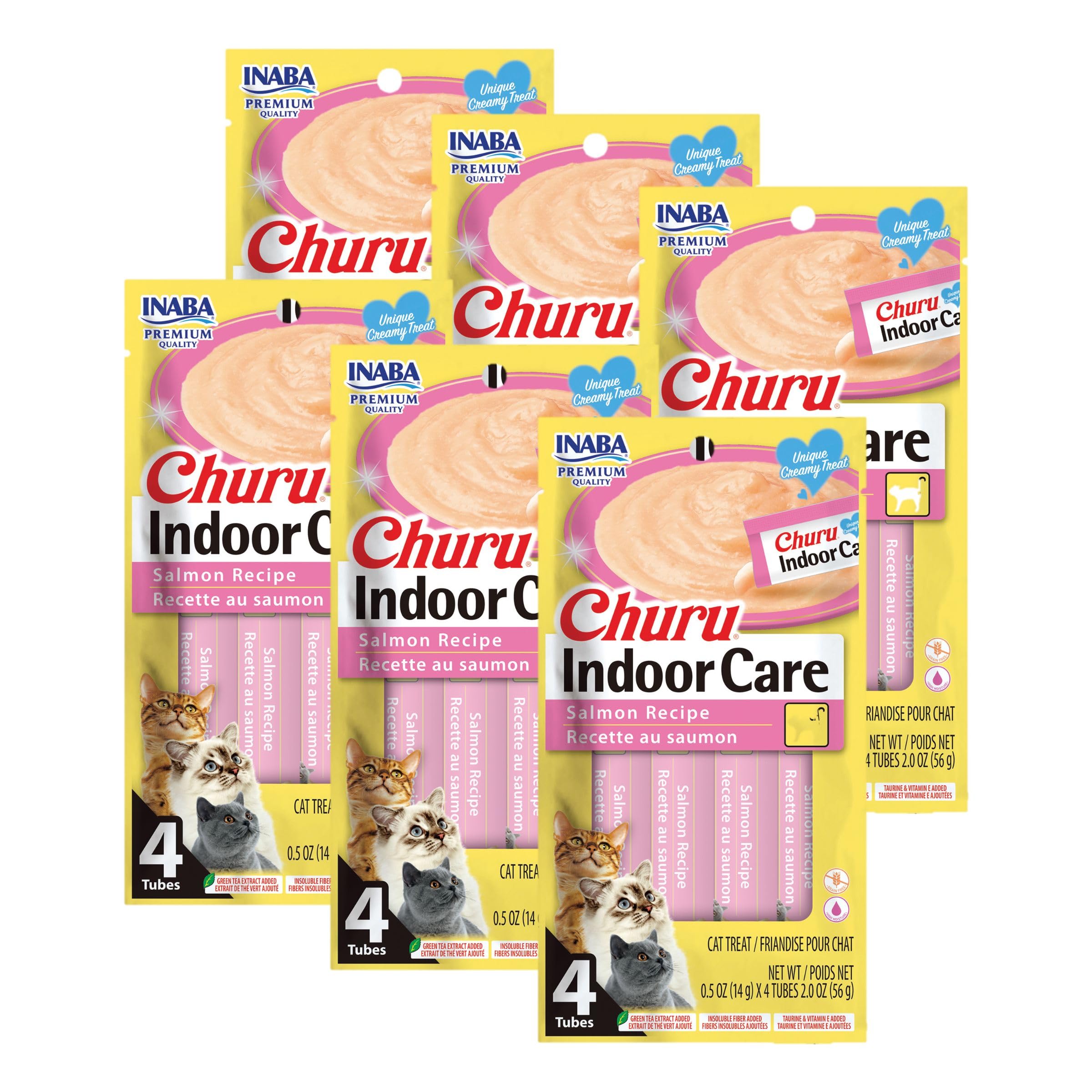 INABA Churu Indoor Care, tubos de salmón para hidratación y sabor diario.
