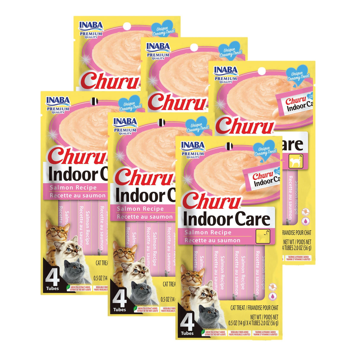 INABA Churu Indoor Care, tubos de salmón para hidratación y sabor diario.
