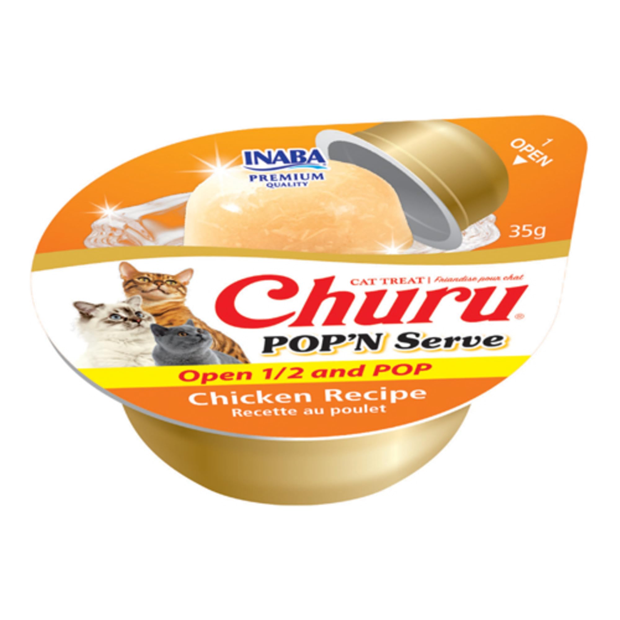 Alta hidratación con Churu: INABA Pop'N Serve añade humedad a la comida diaria.