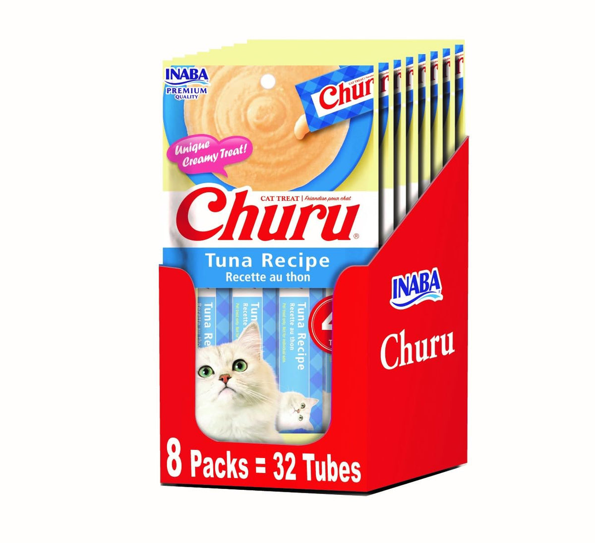 INABA Churu puré de atún, tubo en empaque, fácil de alimentar a mano.
