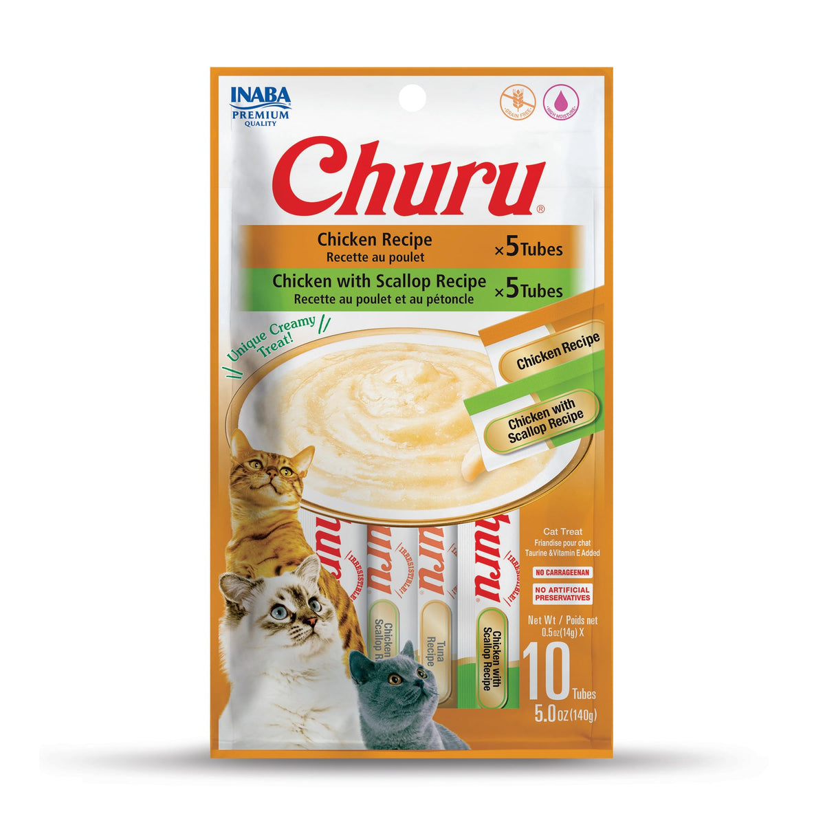INABA Churu puré cremosa de pollo en tubo, ideal para alimentar a mano.