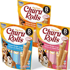 INABA Churu Rolls en paquete de 24 unidades, snack versátil para entrenamiento.