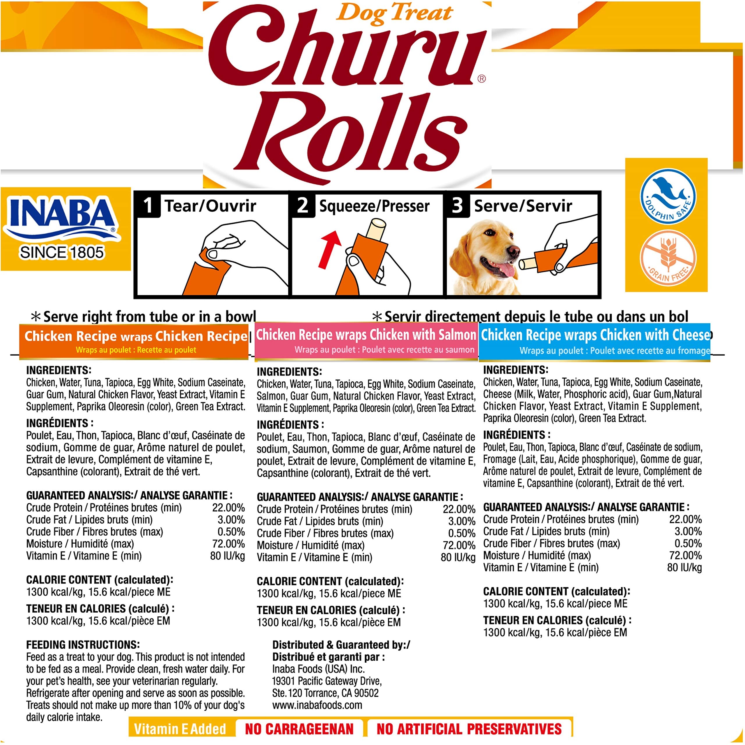 Textura doble de INABA Churu Rolls: exterior suave y relleno cremoso.