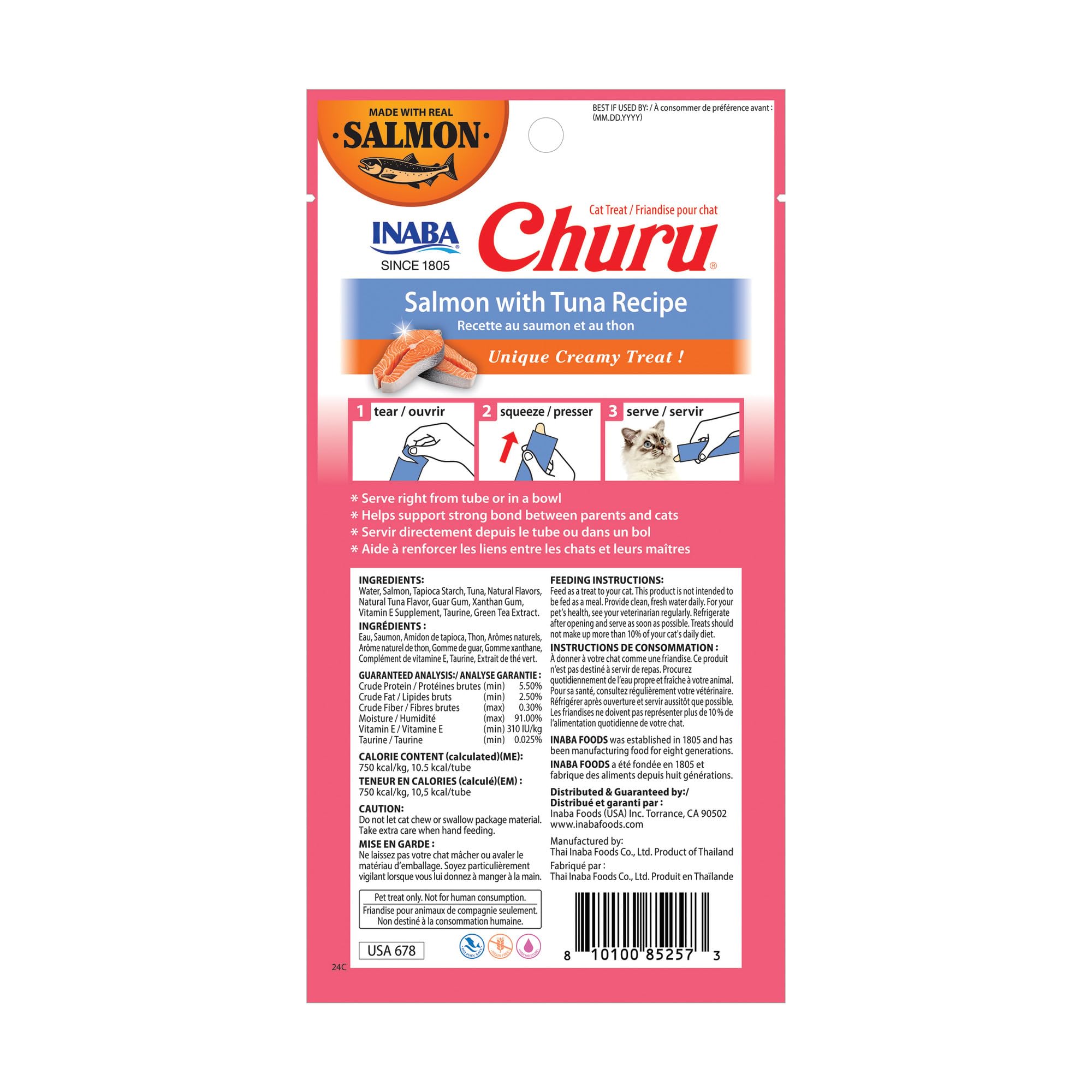 INABA Churu Salmón, ideal para rituales de cuidado felino y calma en casa.