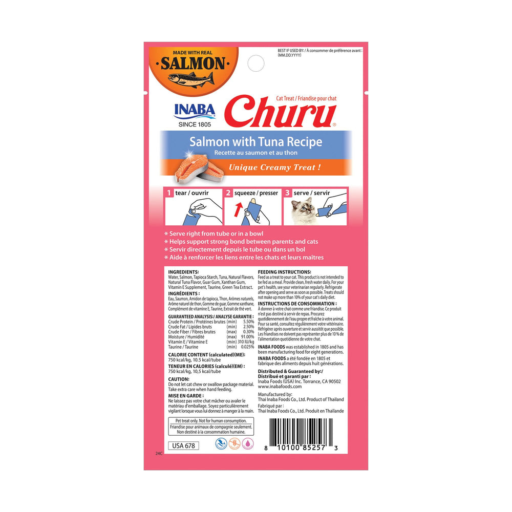 INABA Churu Salmón, ideal para rituales de cuidado felino y calma en casa.