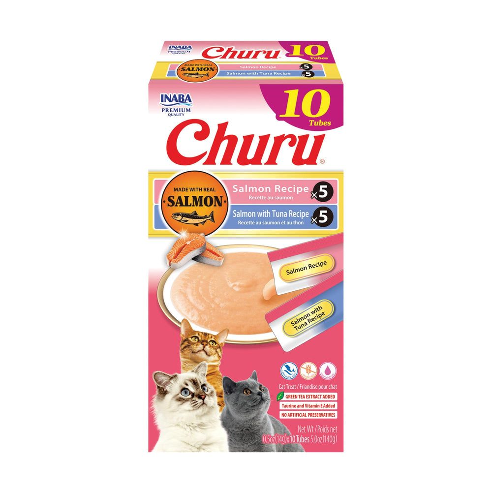 INABA Churu salmón en tubo, crema suave para hidratar sin añadir calorías