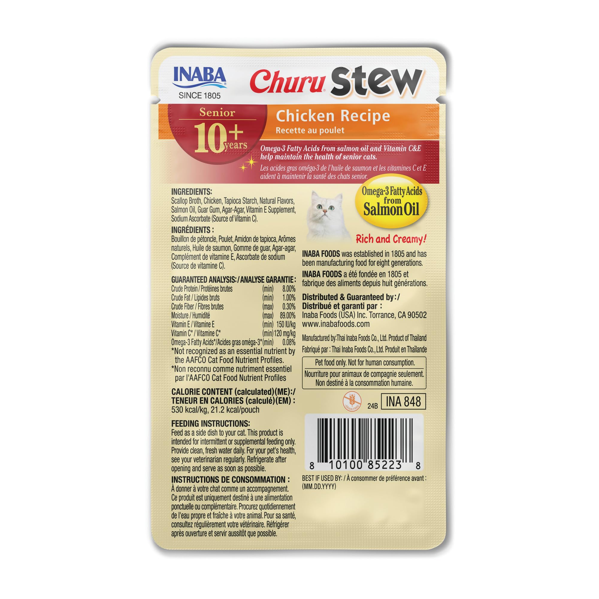 INABA Churu Stew Senior 10+ bolsitas convenientes para acompañar la comida