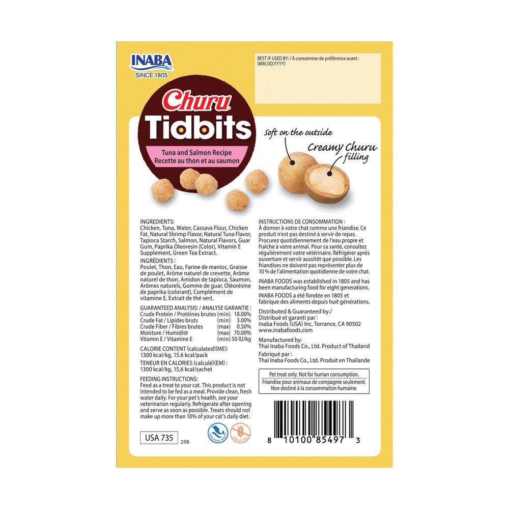 INABA Churu Tidbits tuna and salmon recipe pack ideal for seafood flavor lovers