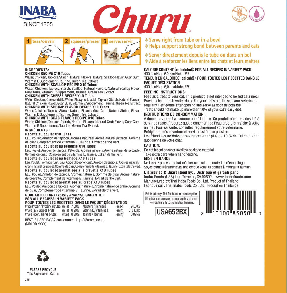 INABA Churu topper húmedo de pollo para gatos, ideal sobre comida seca.
