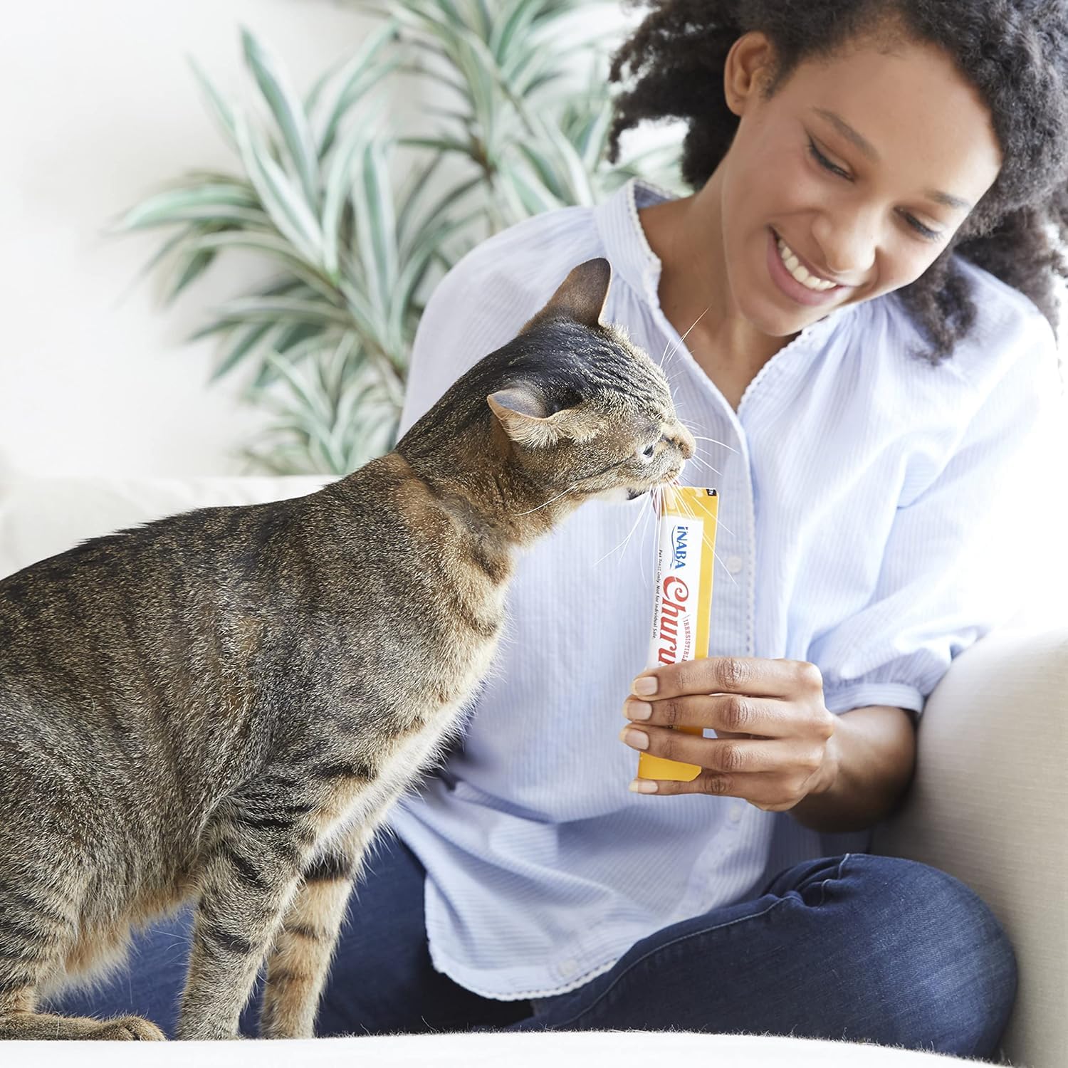 INABA Churu: friandise à la main pour renforcer le lien avec votre chat.