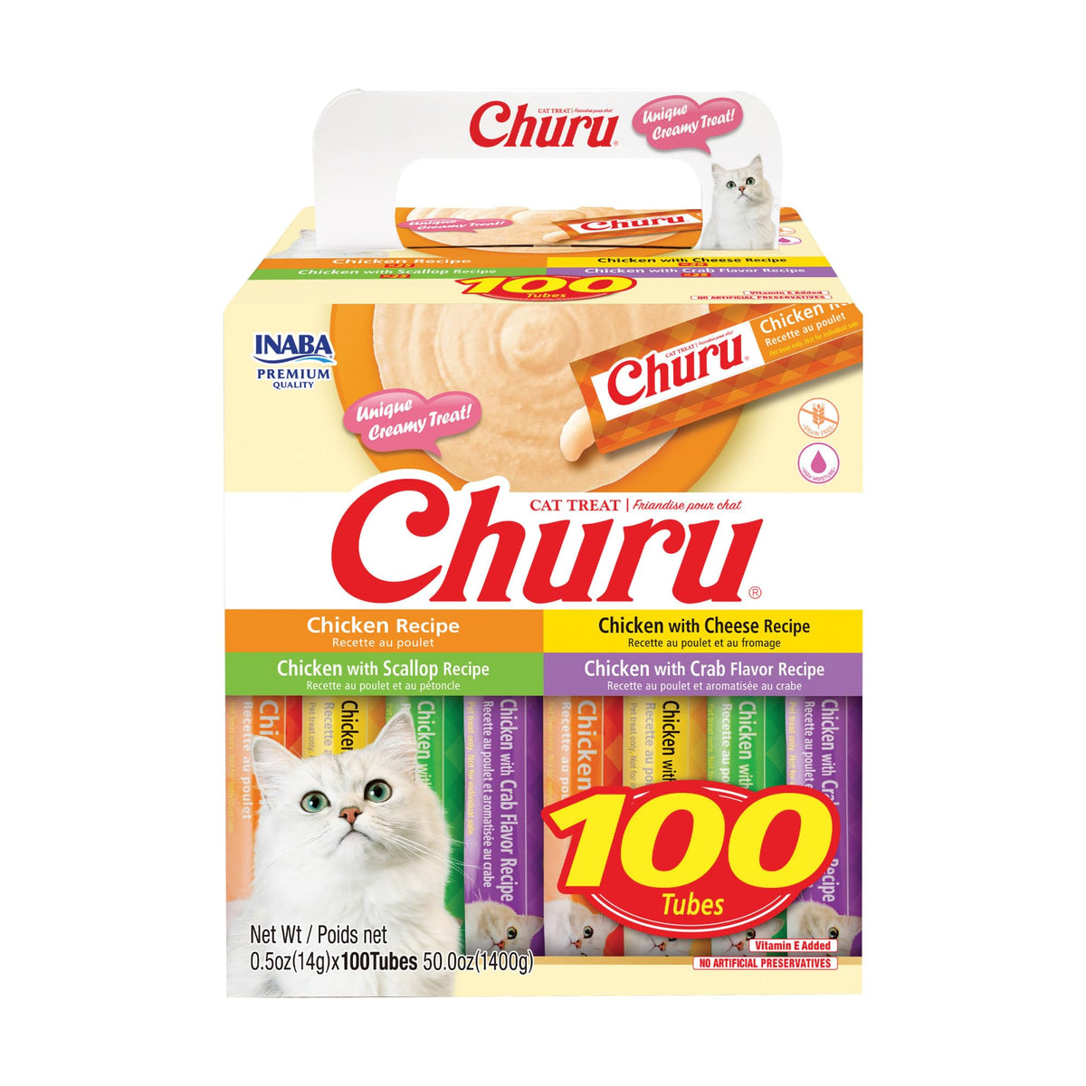 INABA Churu Tubo cremoso sabor pollo, snack húmedo para gatos