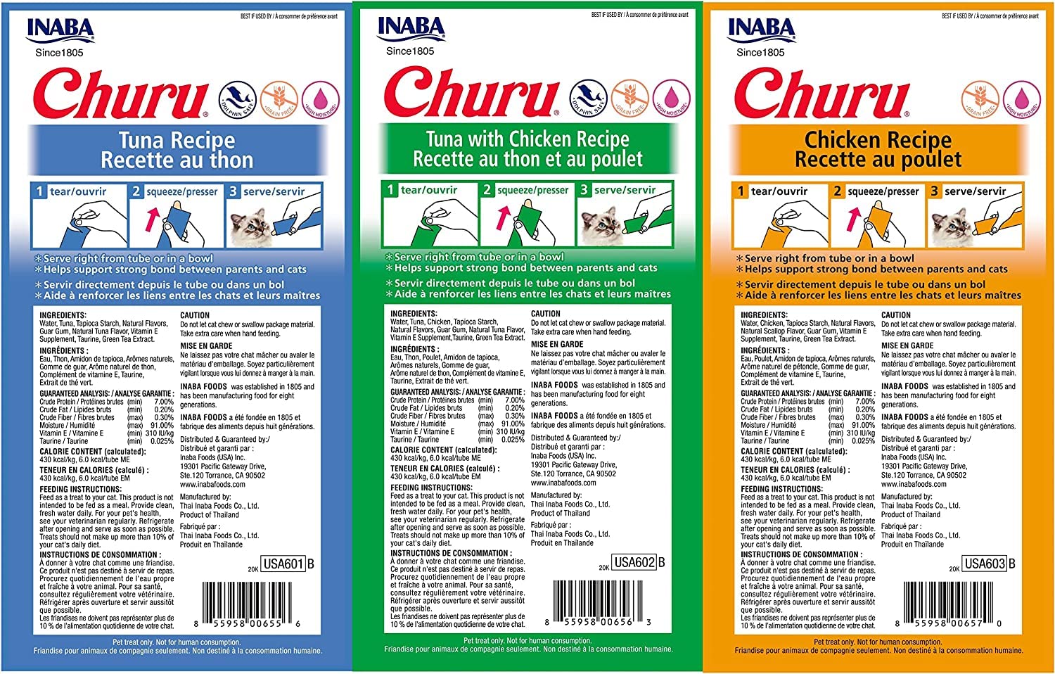 INABA Churu: tubo cremoso de atún, perfecto para premiar con un tentempié.