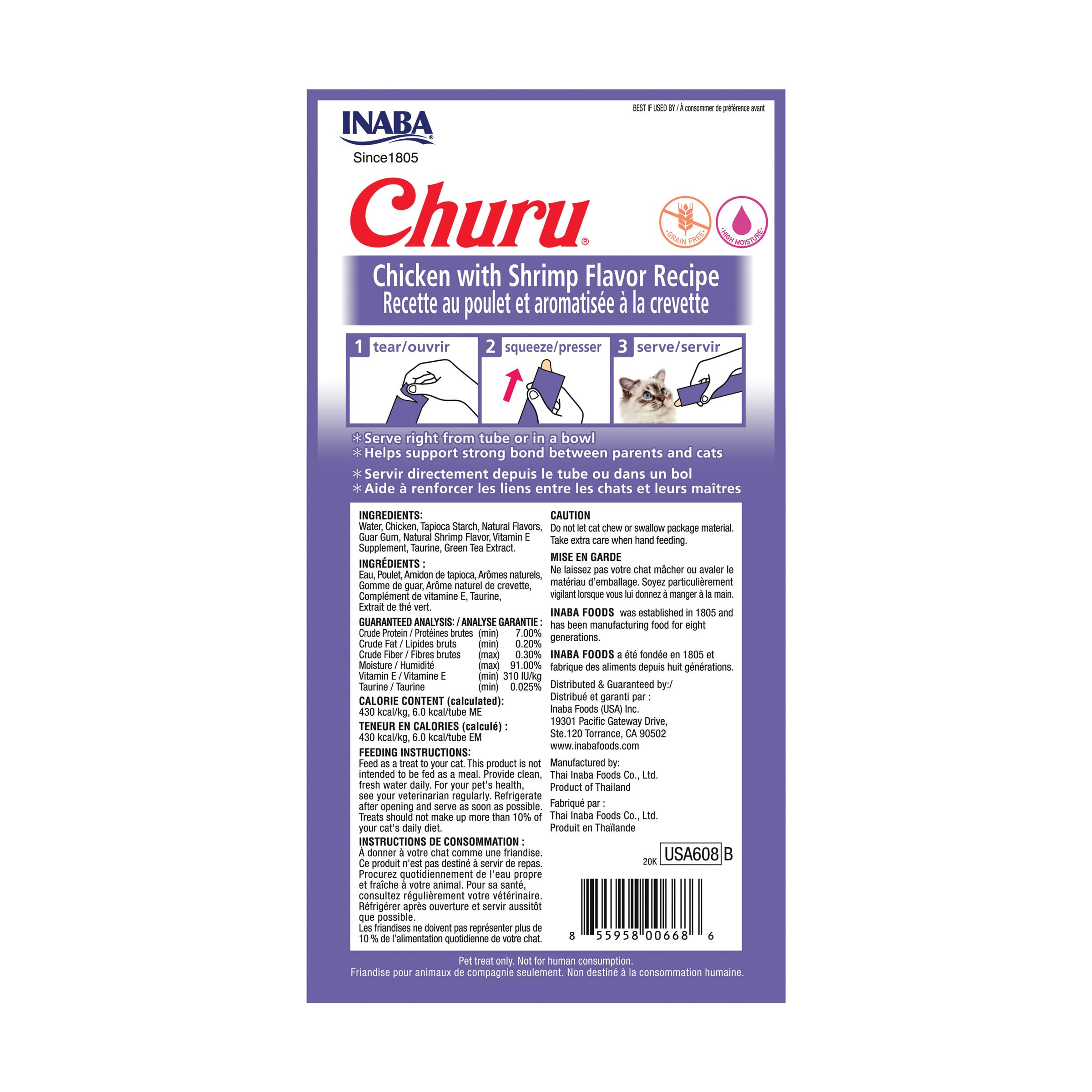 INABA Churu tubo interactivo, alimento en mano para fortalecer vínculo felino.
