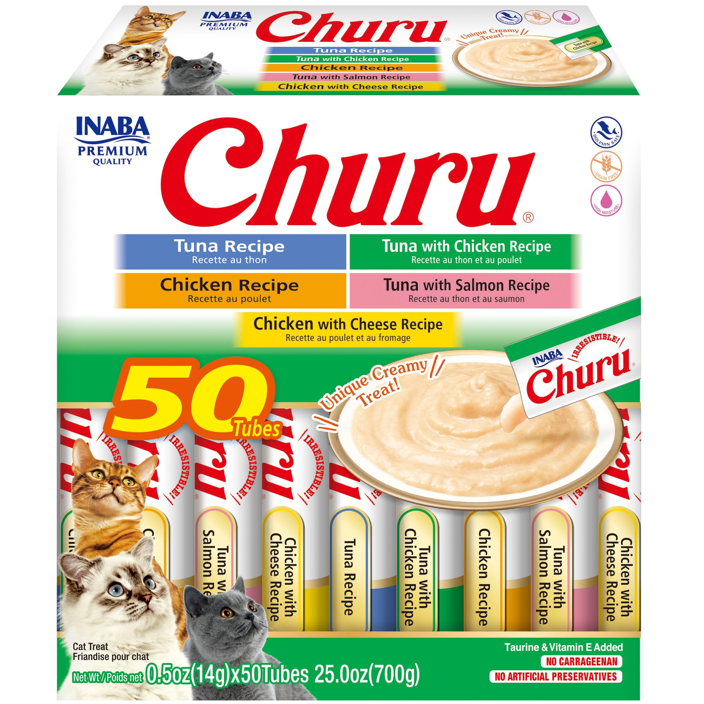 INABA Churu: tubo de puré cremoso de atún y pollo para alimentar a mano