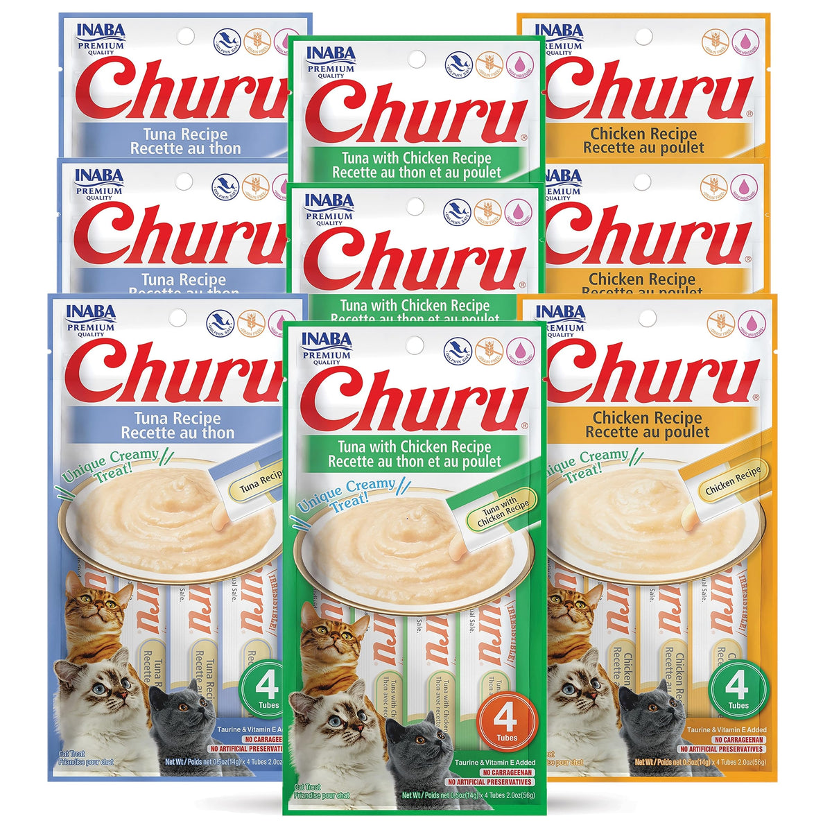 INABA Churu: tubo de atún y pollo para variedad de gustos felinos.