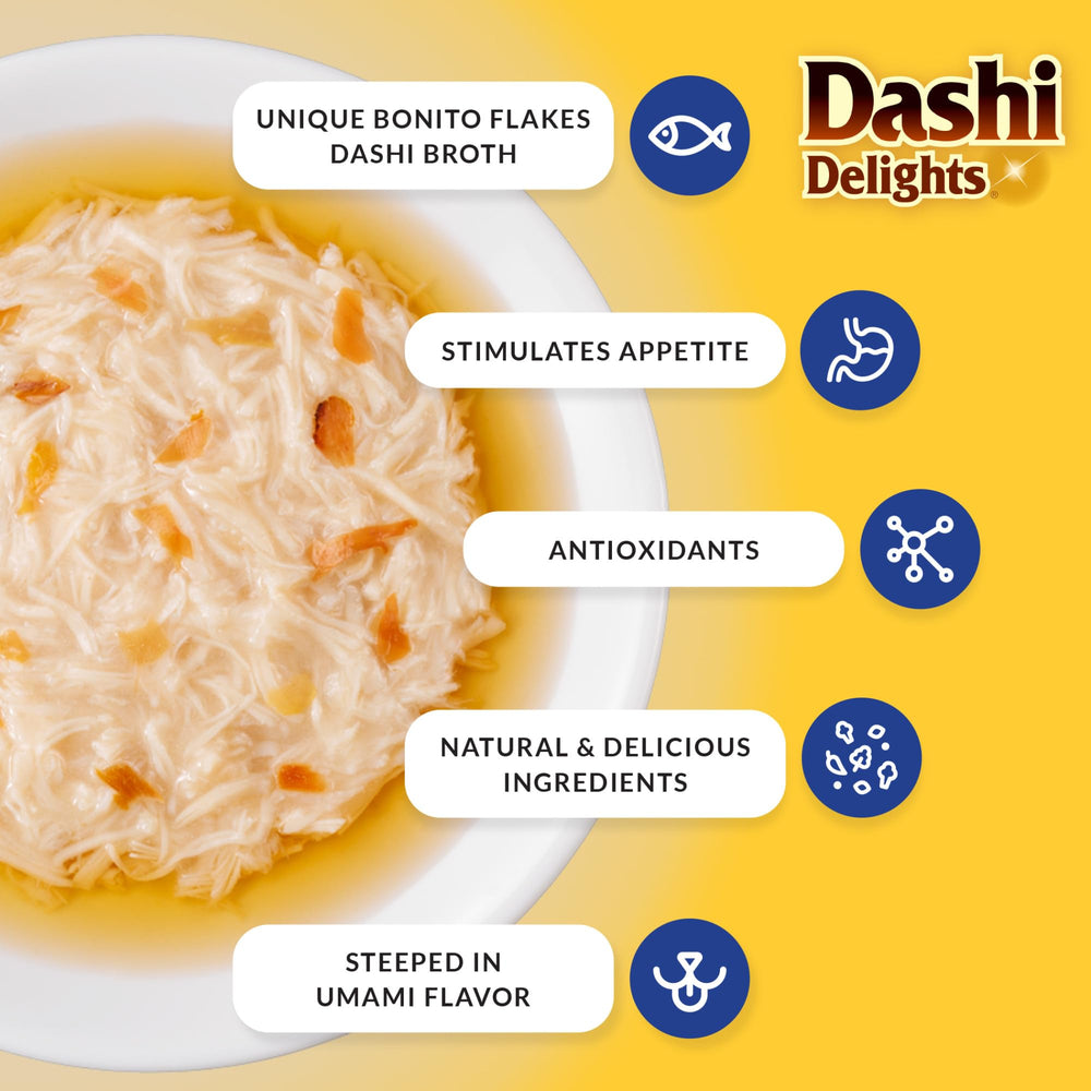 INABA Dashi Delights caldo dashi de bonito; aporta umami suave para realzar el sabor diario.