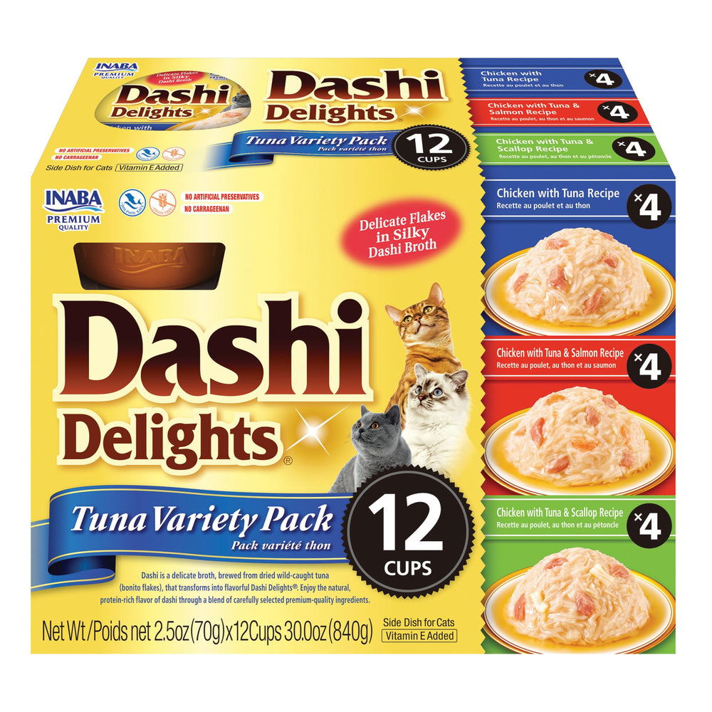 INABA Dashi Delights en empaque, presentación atractiva para alimentar a tu gato.