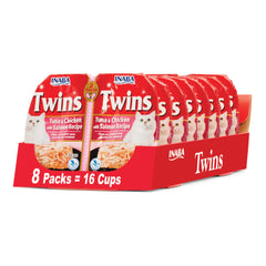 INABA Twins para gatos, tapas en copas, complemento sabroso para comida húmeda o seca.