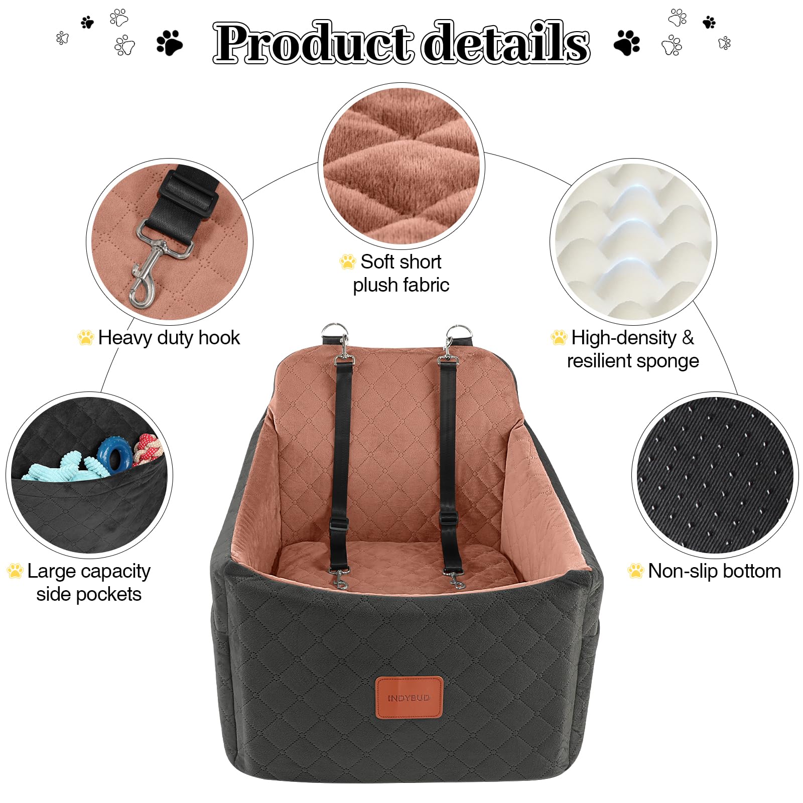 INDYBUD asiento coche elevado 6 pulgadas ofrece mejor visión y tranquilidad