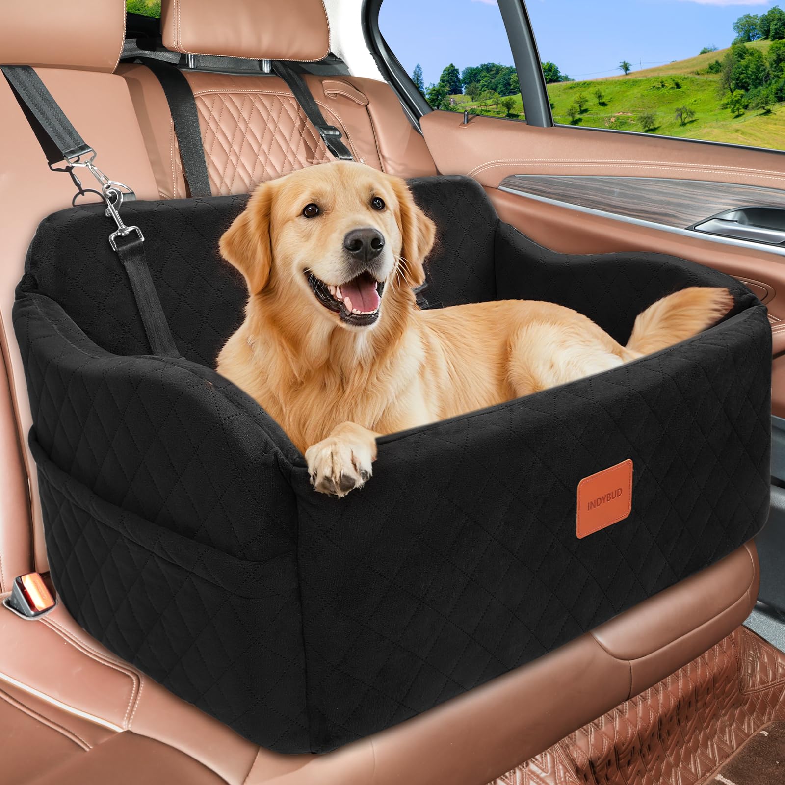 INDYBUD ofrece asiento cómodo para perros medianos o grandes, elevando confort durante los viajes.