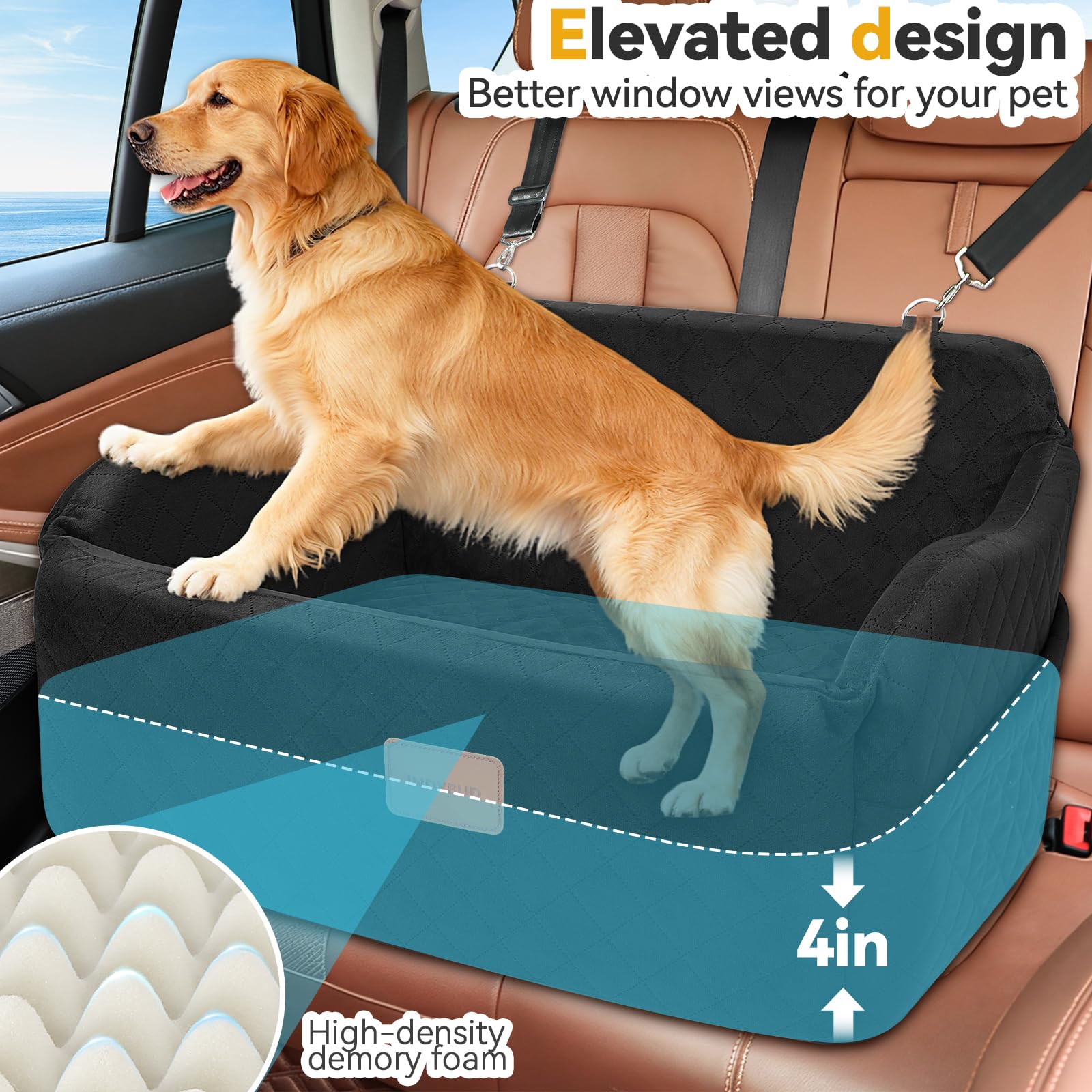 INDYBUD eleva la vista del perro para disfrutar del paisaje en el coche.