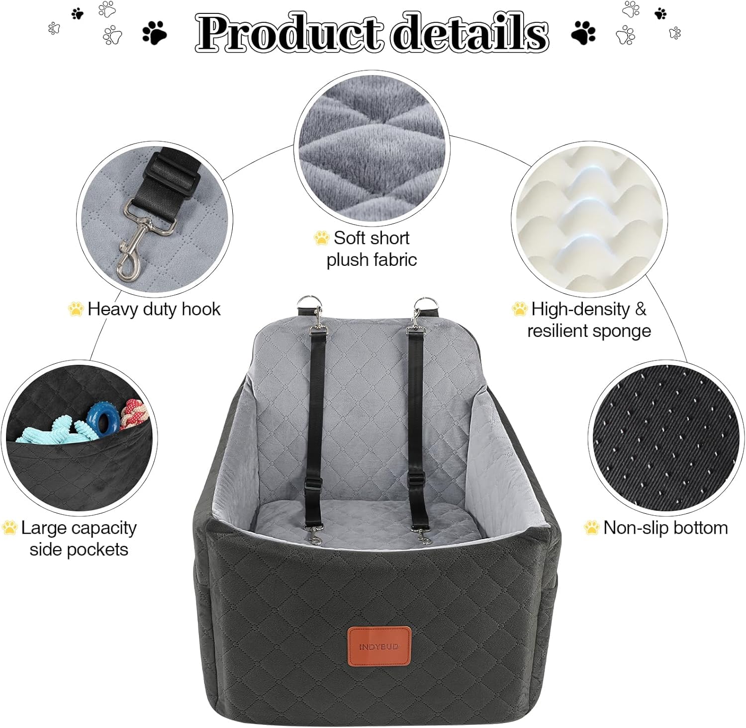 INDYBUD espuma-forma-huevo-perro-coche, soporte estable que mitiga impactos y movimientos.