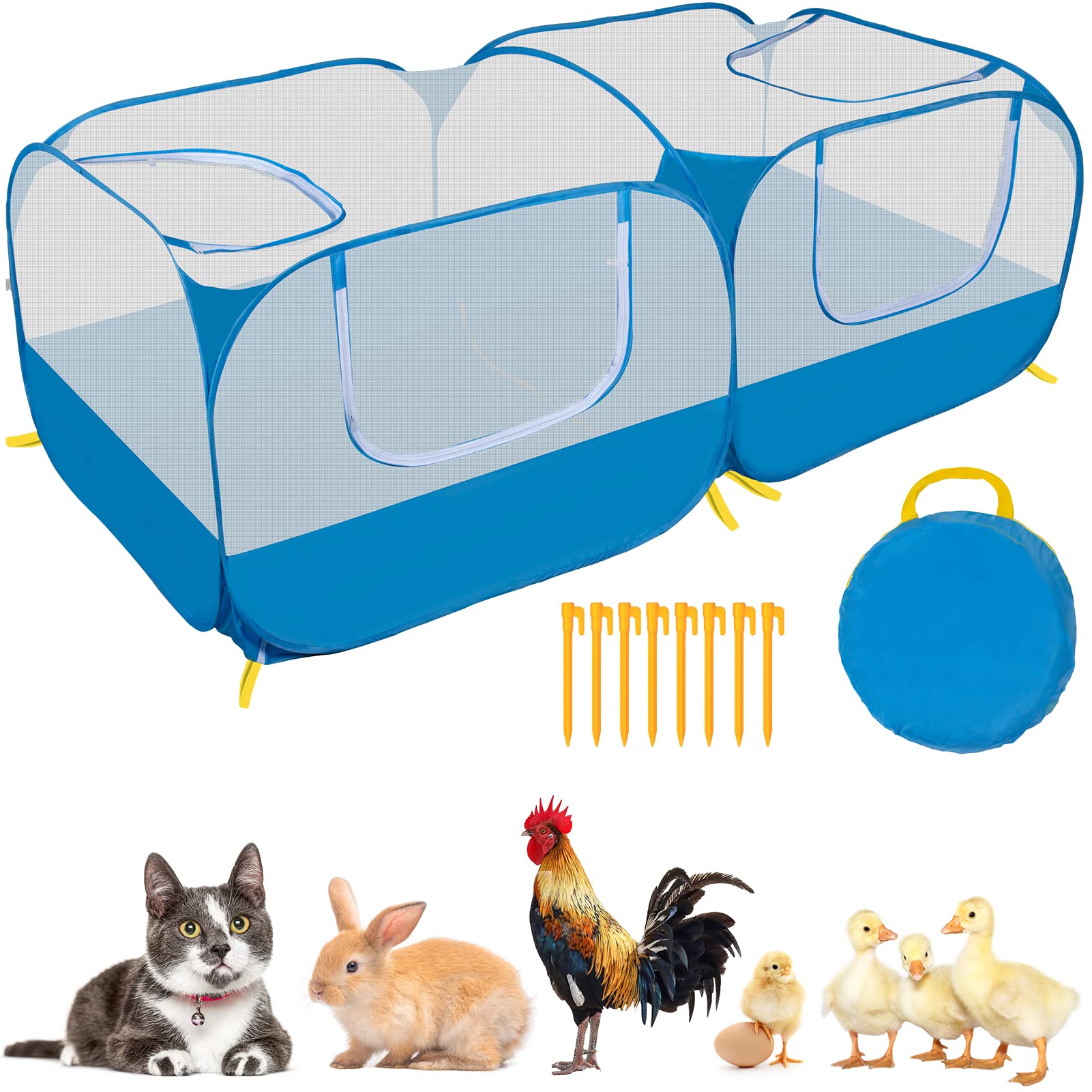 Ineariu corral mascotas jaula azul transparente para exterior, ideal para juegos al aire libre.