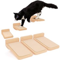 INICIO Escaleras de pared para gatos con 3 pasos, ideales para trepar y observar desde altura.