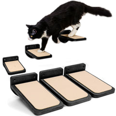 INICIO Escaleras de pared para gatos, tres escalones negros para subir y jugar de forma segura.