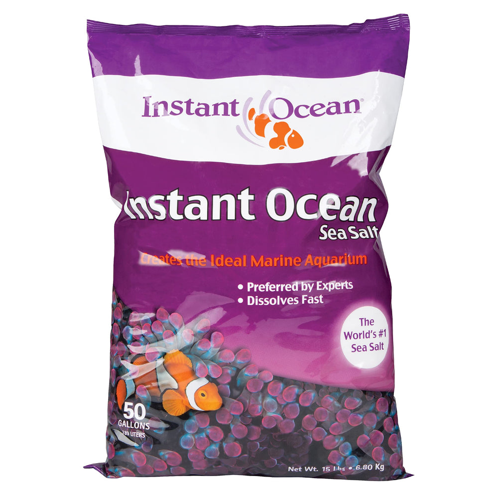 Instant Ocean Sal Marino 50 Galones: empaque sellado para frescura y uso continuo.