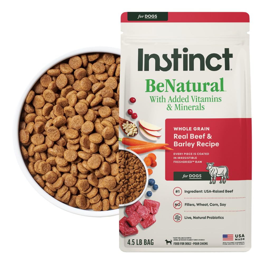 Instinct BeNatural, bolsa de 2 kg, muestra tamaño práctico para perros.