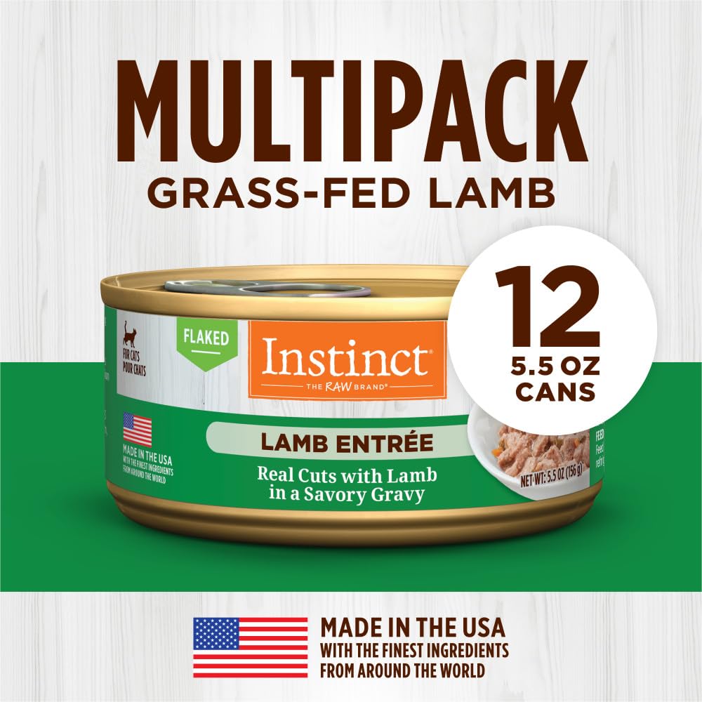 Lata Instinct cordero en copos sin granos para una dieta limpia.