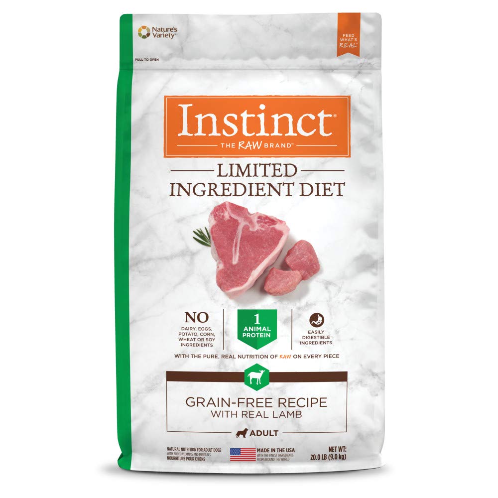 Empaque de Instinct Cordero Real, alimento seco para perro, 20 lb.