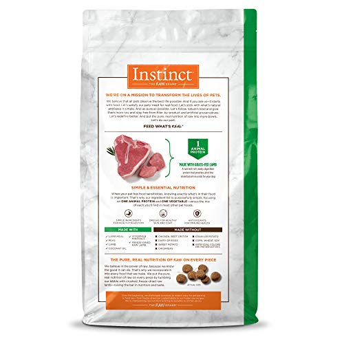 Instinct croquetas de cordero, textura crocante para perros.