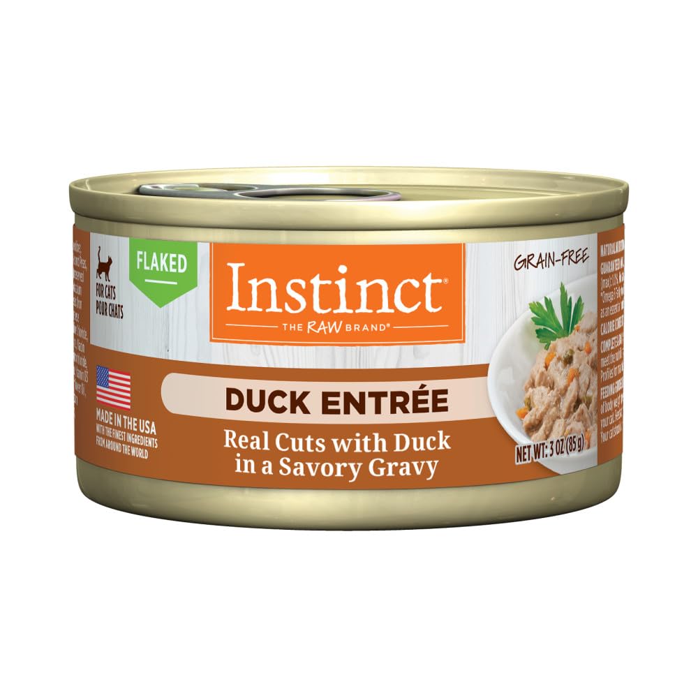 Instinct: lata de pato con trozos en salsa, proteína real para gatos activos.