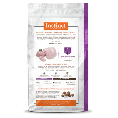 Instinct etiqueta de ingredientes simples para estómagos sensibles.