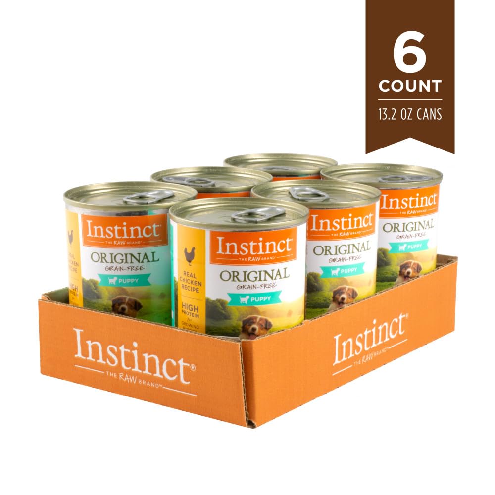 Instinct Original para cachorros, lata con verduras y frutas para nutrición equilibrada.