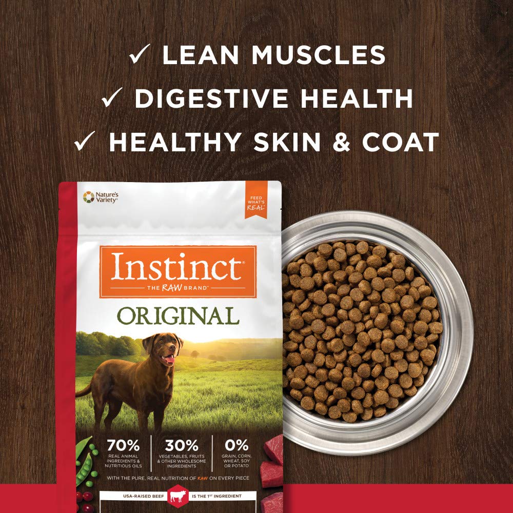 Instinct Original omega naturales para piel y pelaje saludables.